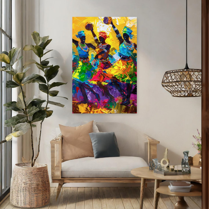 Danse I, impression abstraite et audacieuse murale colorée, 48" H x 32" W
