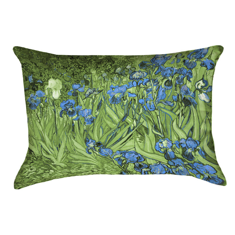 Vincent Van Gogh Floral Outdoor Reversible Throw Pillow, Blue/Green