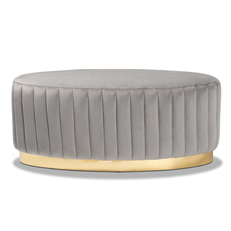103.9cm Wide Oval Solid Colour Standard Ottoman, Grey