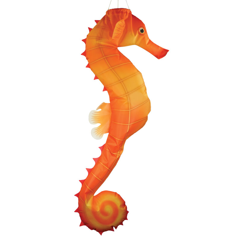 40-Inch Orange Polyester Seahorse 3D Windsock