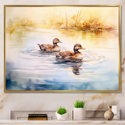 «Ducks in Pond V», reproduction sur toile encadrée