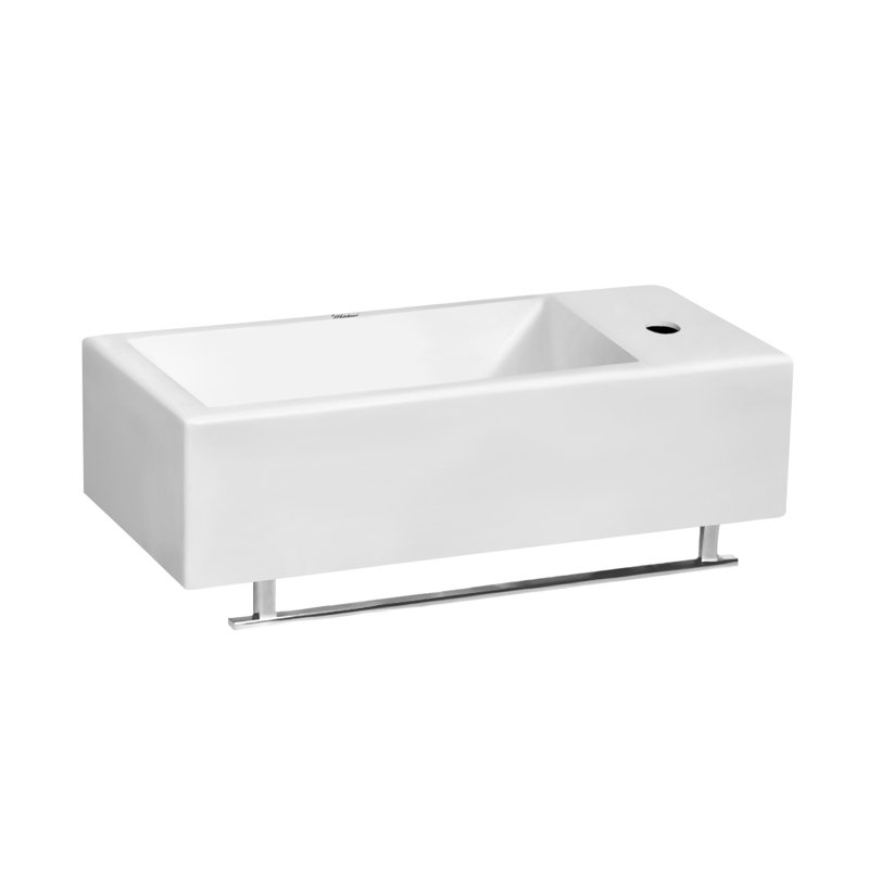 Whitehaus Collection  9.875'' White Vitreous China Rectangular Bathroom Sink, Right Hand