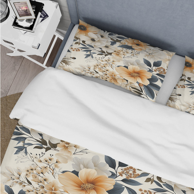 Rustic Floral Warmth Brilliance II Floral Duvet Cover, Twin Duvet Cover + 1 Standard Sham