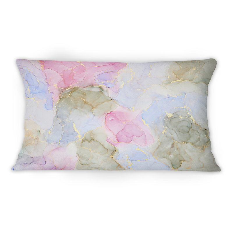 Coussin décoratif mauve et abstrait abstrait mauve et bleu 12 po x 20 po