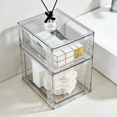 Ensemble de 8 boîtes de rangement de cuisine empilables, bacs à garde-manger avec poignées, organisateur de nourriture transparent pour armoire de cuisine