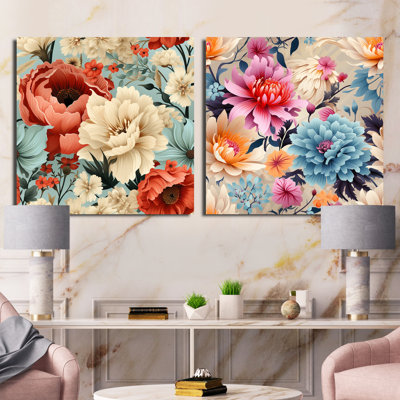 Isamar - ensemble de 2 collages carrés floraux