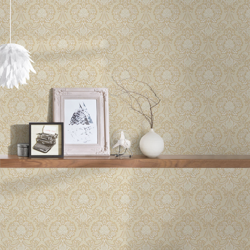 Rincon 10.05m x 53cm Matte Wallpaper Roll, Cream/Silver