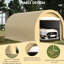 Abri d'auto robuste - 10 pi x 16 pi, beige, auvent en PE, pour voiture, outils, garage portatif beige, grande porte à fermeture à glissière, divers objets,