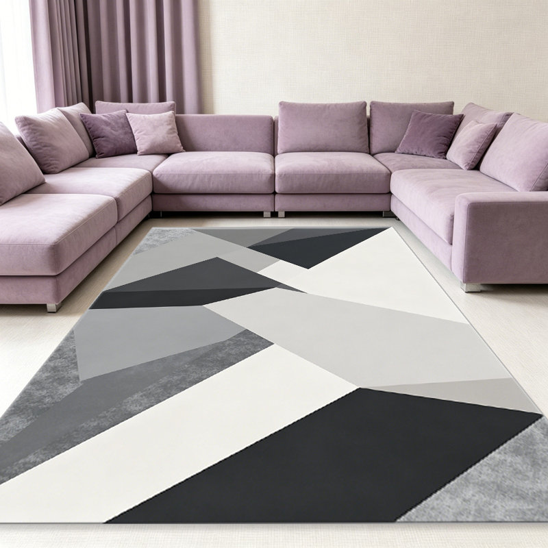 Black & White Geometric Marble carpet-easy to clean, machine-washable, soft and comfortable; suitable for door mats, kitchens, living rooms, bedrooms, corridors, and laundry areas. Easy to clean, durable carpet for home decoration.