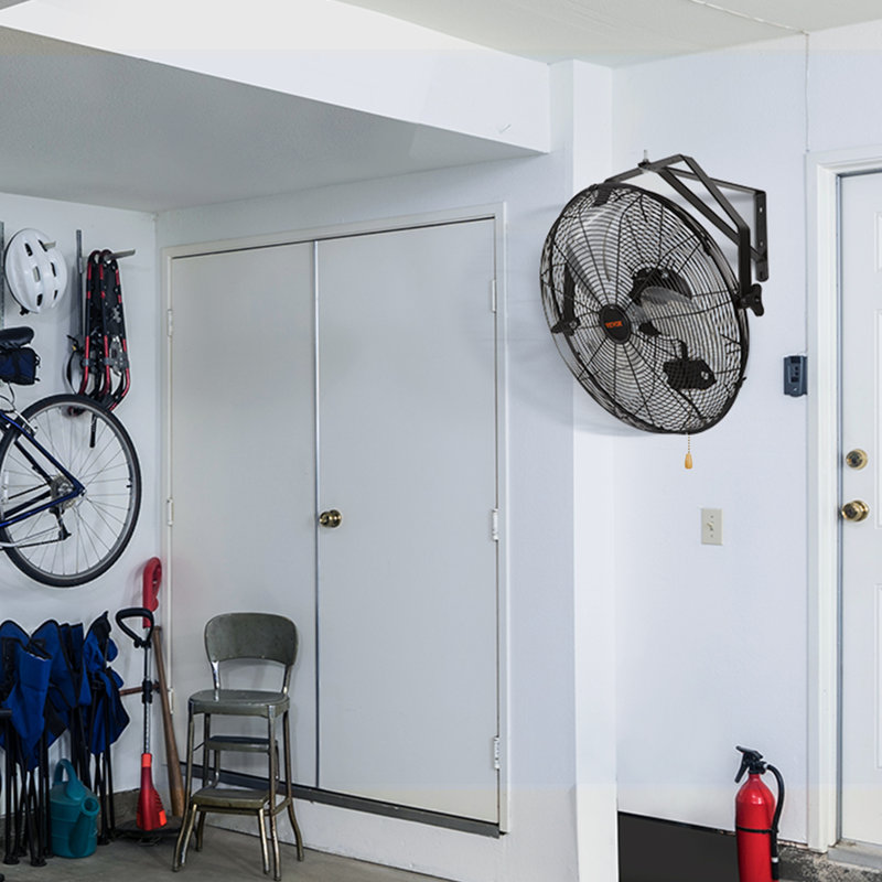 VEVOR 18'' Black Industrial Wall Mount Fan with Aluminum Blades