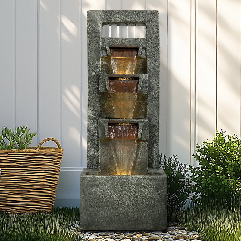 Fontaine de jardin autoportante de 40 po de hauteur avec lumières DEL pour la décoration intérieure