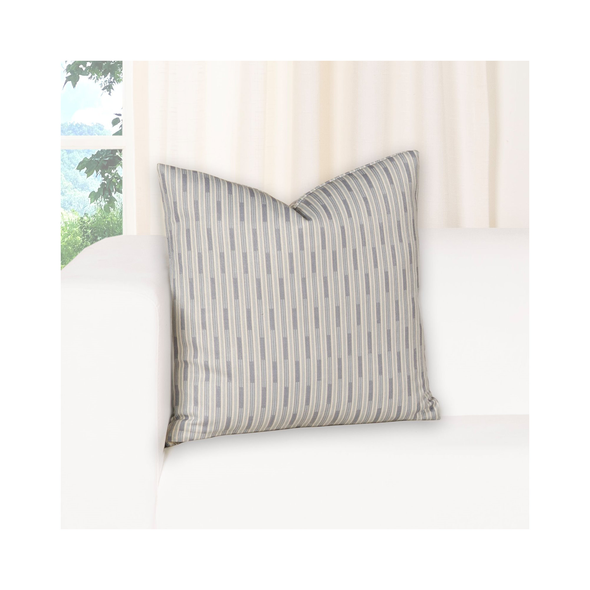 Benton Stripe Accent Pillow, Square 26", Blue, Polyester