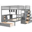Lit superposé gris avec bureau et rangement