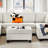 111.8" U-Shaped Chenille Sectional Sofa - 6-Seater with Movable Storage Ottoman, 330 lb/Seat Capacity-1567298584