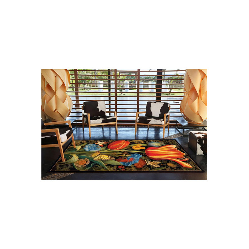 Tapis décoratif orange à motif de feuilles orange, Tapis de couloir 4 pi 11 po x 9 pi 10 po inclus