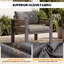 Ensemble de chaises d'extérieur 3 pièces avec table basse, 2 fauteuils simples, accoudoirs WPC à grain de bois, coussins épais, ensemble de patio avec cadre en aluminium, gris foncé-859774077