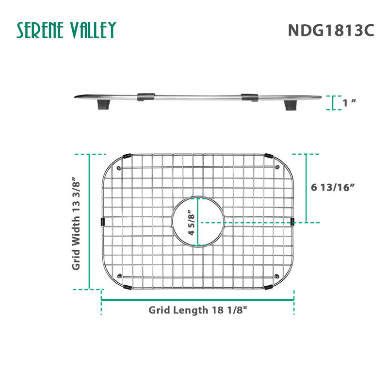 18.11-in x 13.39-in Center Drain Heavy-Duty Stainless Steel Sink Grid