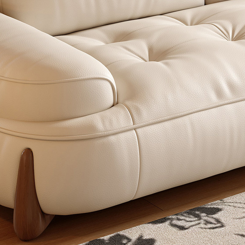 Canapé modulaire en cuir véritable blanc crème