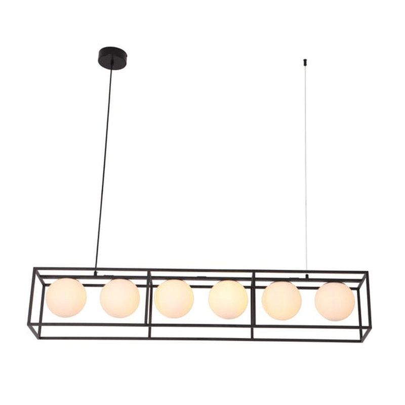 Lustre carré / rectangulaire à îlot de cuisine à intensité variable Lurlee, H 32 po x l 15 po x P 15 po, Noir mat