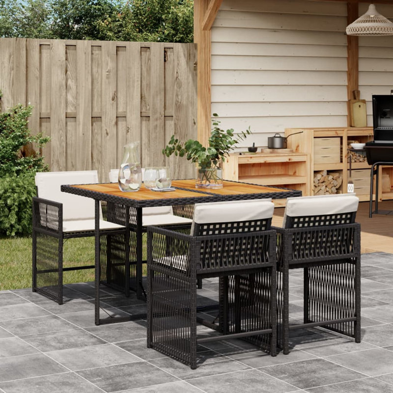 vidaXL Garden Dining Set Black, Cream White