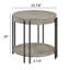 Table 3 pièces pour le salon: table basse ronde et 2 tables de bout, pieds en métal, tablette de rangement, finition brun / brun clair