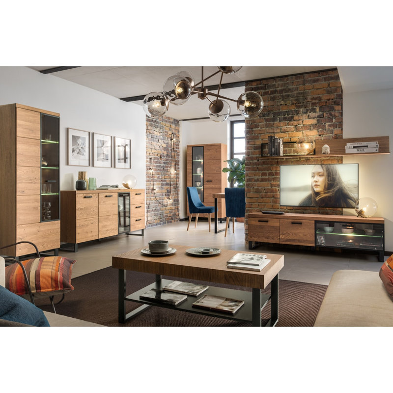 Laimondo Solid + Manufactured Oak Wood 2-Door Display Cabinet