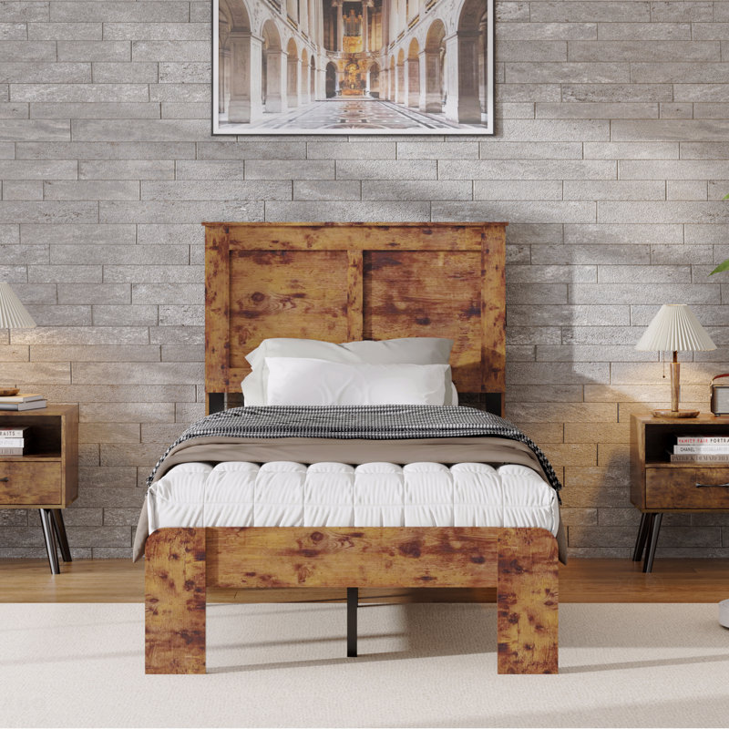 Cadre de lit plateforme simple, en bois, sans bruit, sans sommier, outils faciles à assembler, grand espace de rangement sous le lit