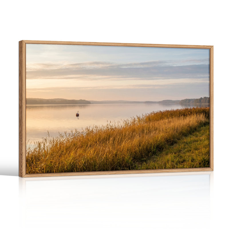 Ensemble de 1 tableau sur toile représentant un lever de soleil sur le lac, H 24 po x l 36 po, Natural