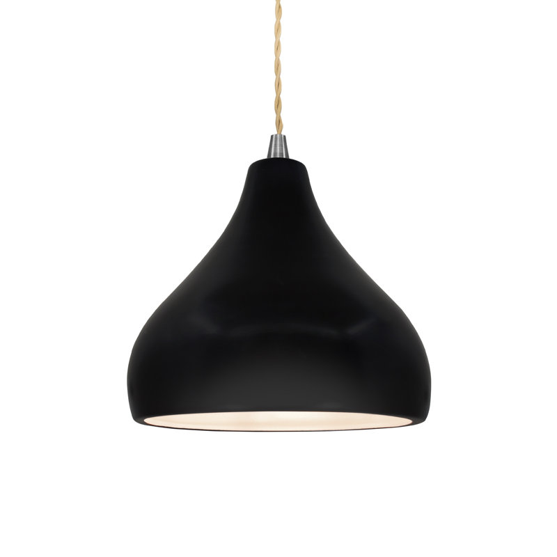 Luminaire suspendu à 1 lumière Meydan, H 7,25 po x l 8 po x P 8 po, Noir mat carbone, Nickel brossé