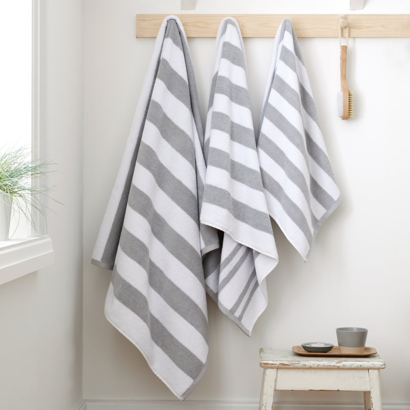 100% Cotton Plush Jacquard Bath Towel, Grey