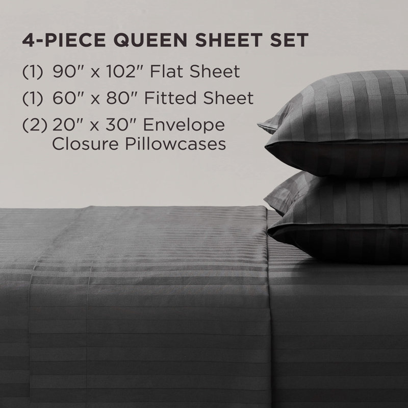 The Sheet Lab Regal Dreams Sheet Sets, Queen Sheet Set with 2 Pillowcases, Black