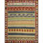 Tapis multicolore rayé 8 x 8 avec motifs géométriques