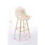 Lot de 2 tabourets de bar de 76 cm (30 pouces), tabouret de comptoir en velours crème, pieds dorés, repose-pieds, rembourrage en mousse, deux chaises longues en tissu, pieds et