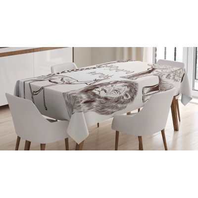 Nappe Safari, composition de tropiques animaux de la savane sauvage, lion, girafe, zèbre, couverture de table rectangulaire pour décor de cuisine de salle à manger, 52 po x 70 po, brun crème