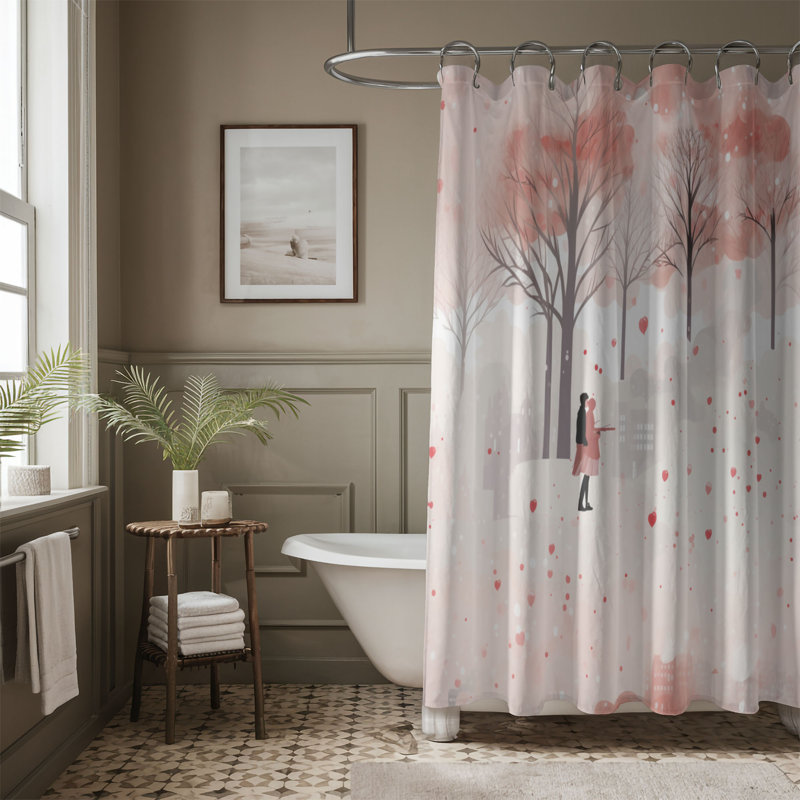 Rose paire - rideau de douche Premium 91, H 74 po x l 71 po