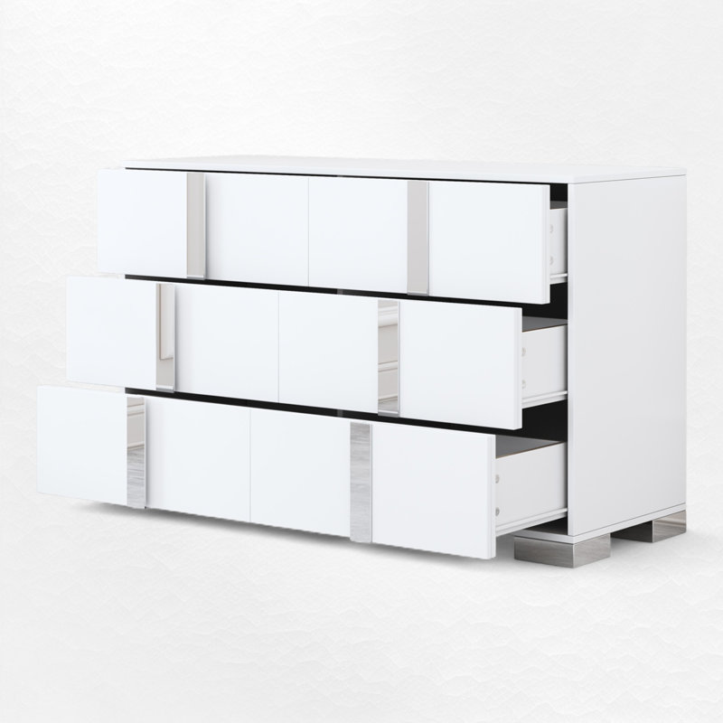 Commode double 6 tiroirs l 47,3 po, Blanc