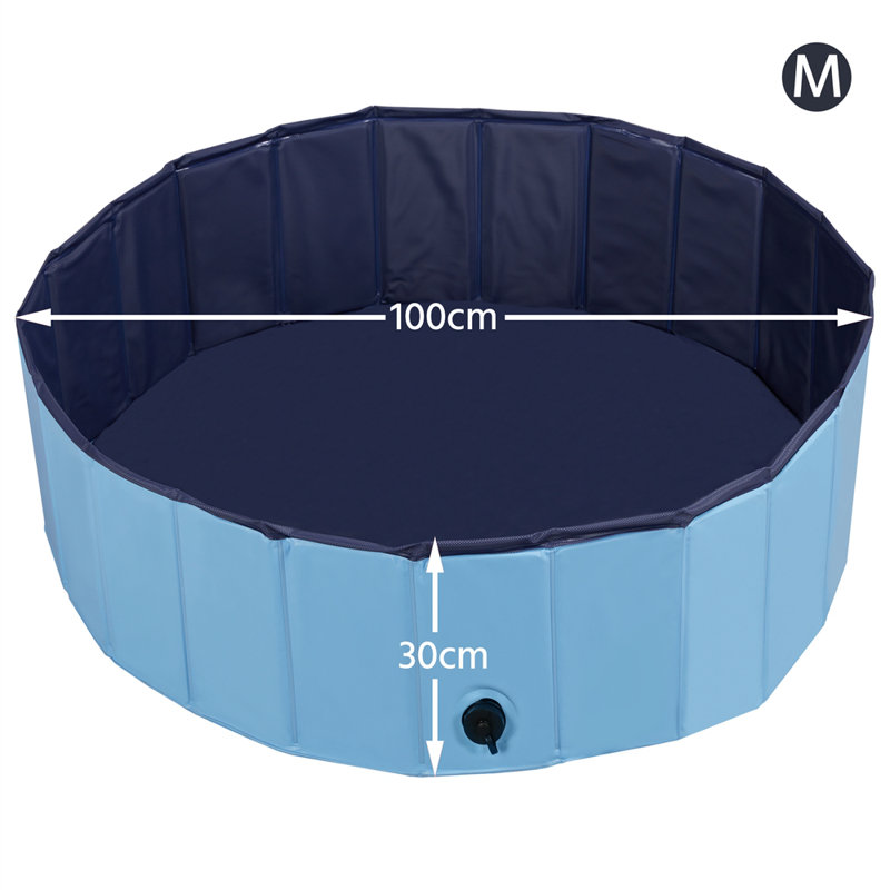 Size Foldable Pet Pool with Repair Patches, Blue, 30cm H x 120cm W x 120cm D