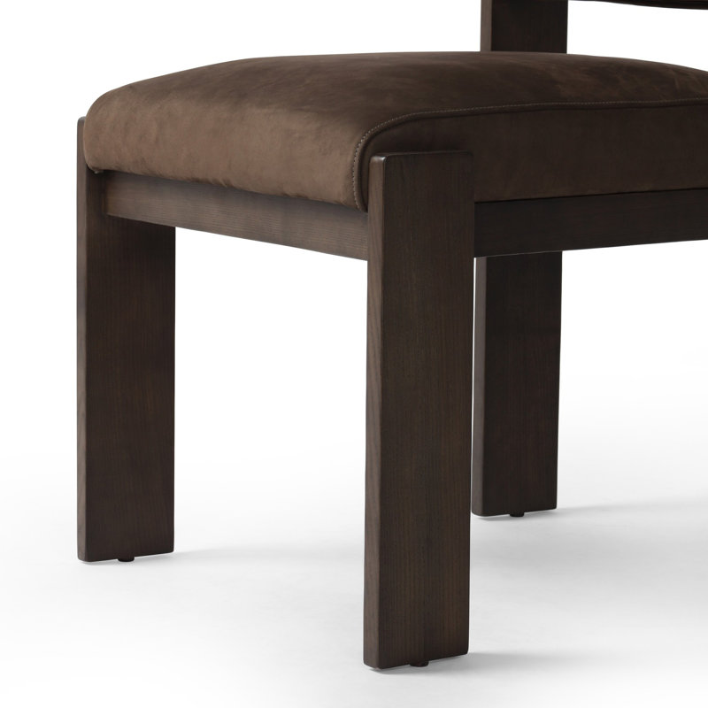 HAMLET Upholstered Dining Chair, Black Genuine Leather
