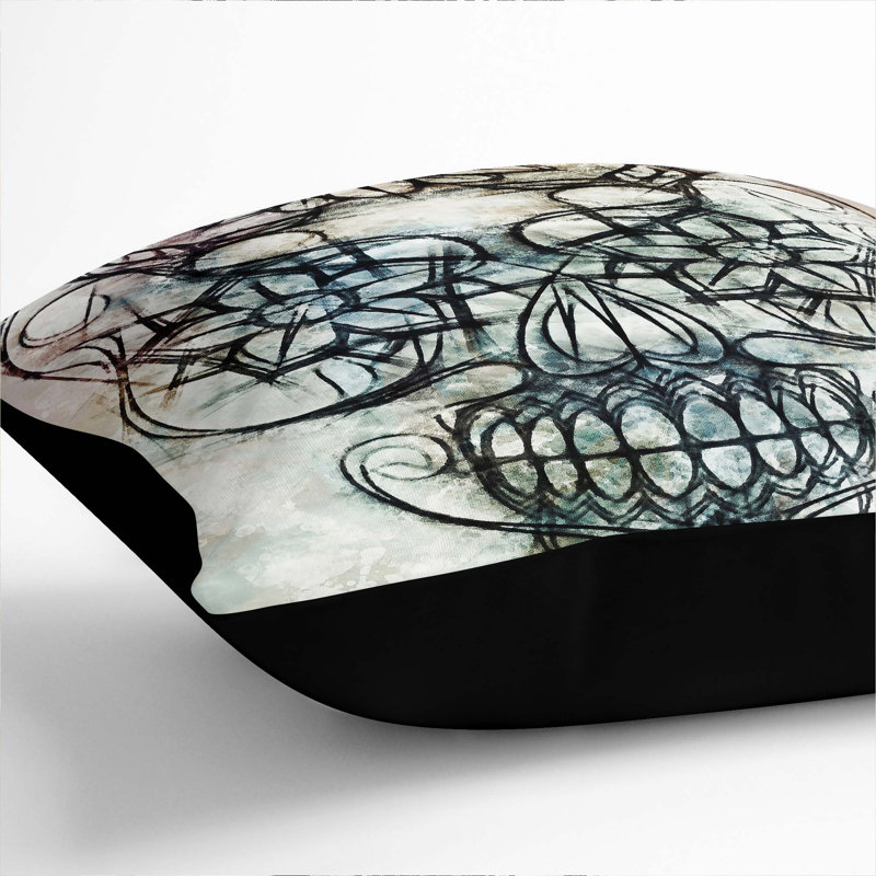 Geometric Square Cushion, Black, 55cm H x 55cm W x 20cm D