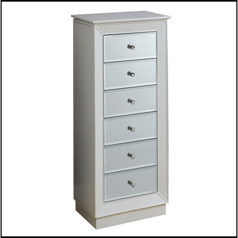 Armoire à bijoux blanche à 6 tiroirs