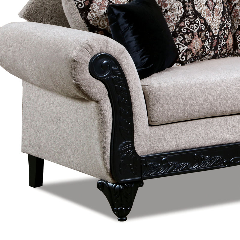 Ravenwood Upholstered 90'' Sofa, Brown, Black