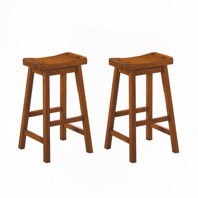 Ensemble de tabourets de bar sans dossier, pieds en bois