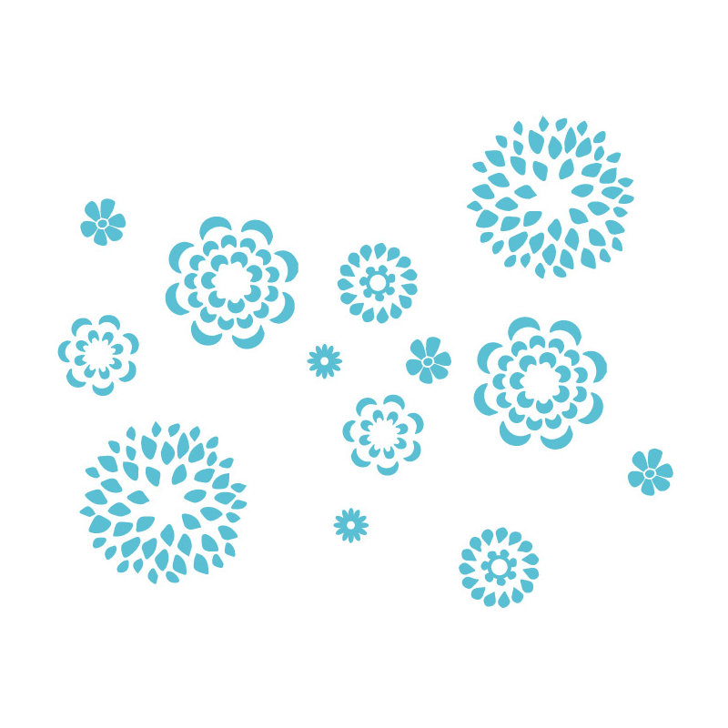 Adhésif décoratif motif floral, H 19 po x l 24 po x P 0,01 po, Bleu geyser