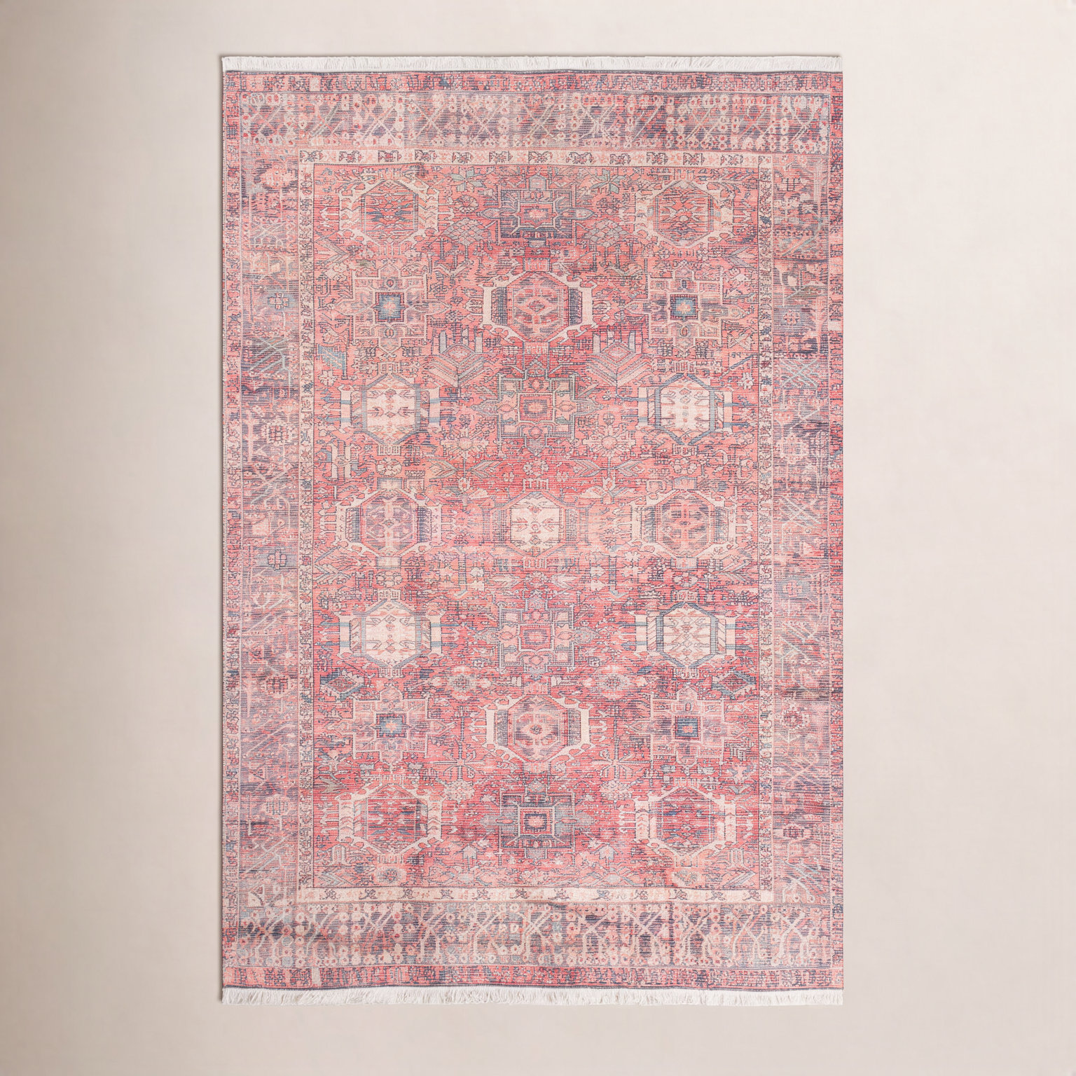 Conroy Red Blue Ivory Oriental Jute Rug, Rectangle 2' x 3'