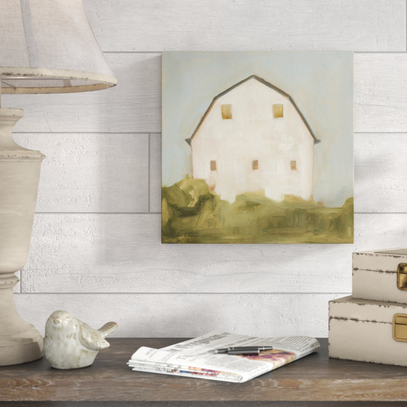 « serene grange iii », peinture sur toile tendue, H 14 po x l 14 po x P 2 po