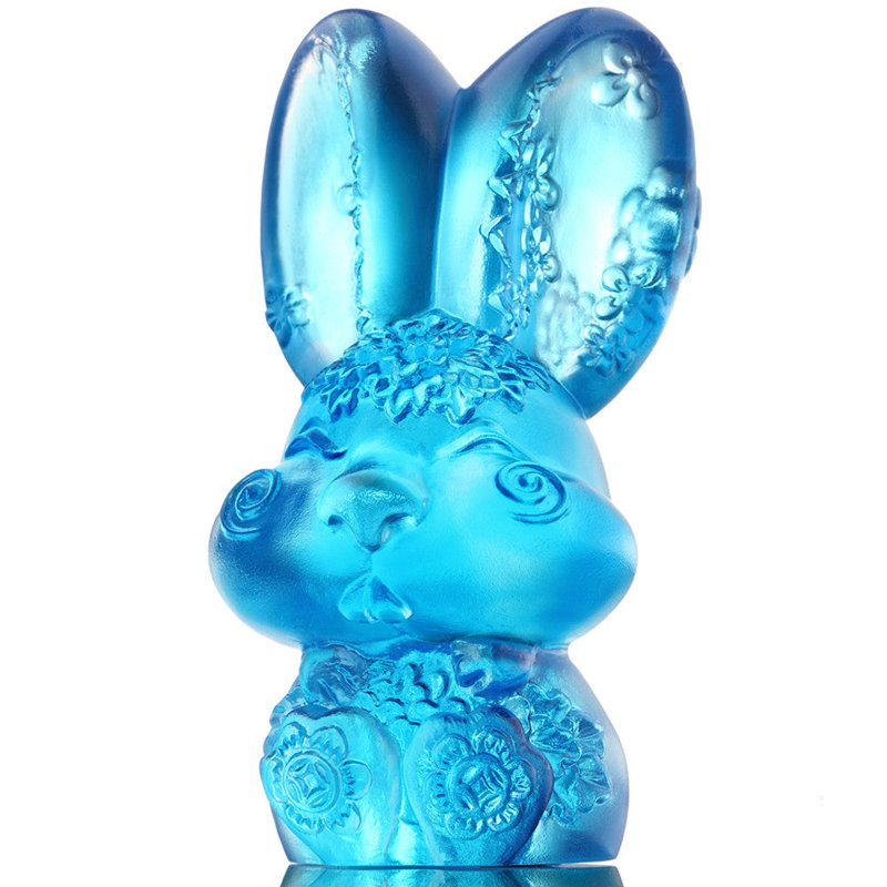 Art de cristal en forme de lapin, Bleu ciel