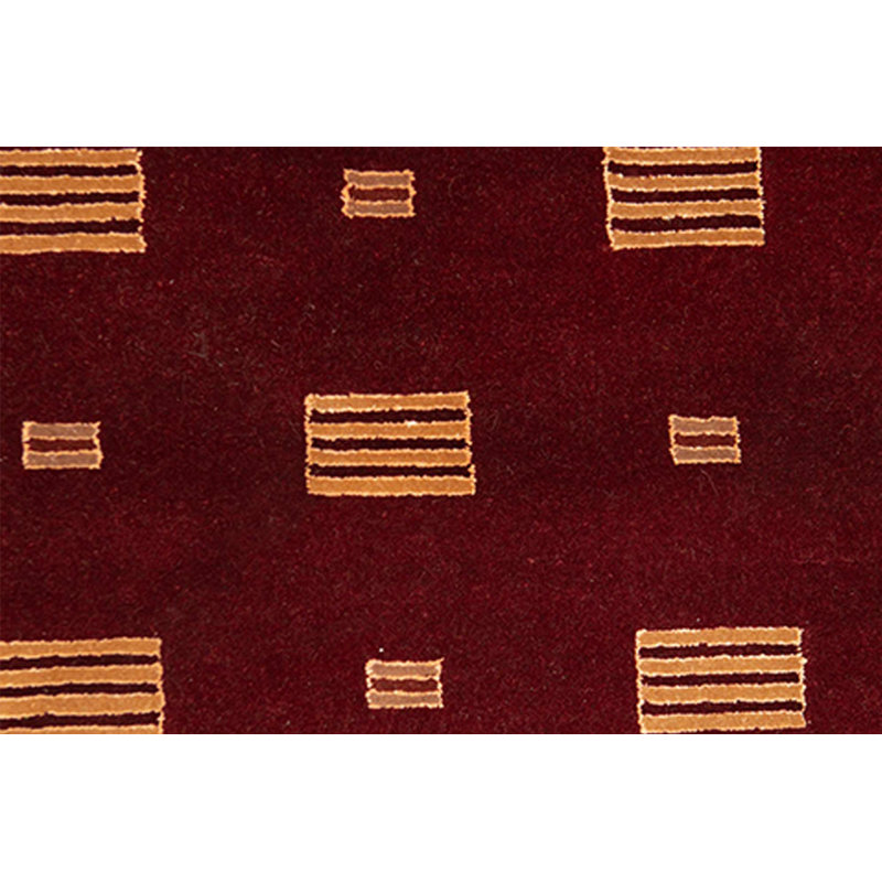 Hand-Knotted High-Quality Wine and Orange Area Rug