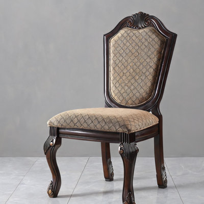 Ensemble de 2 chaises d'appoint de salle à manger avec sièges rembourrés en tissu, finition brune, 29 po de hauteur