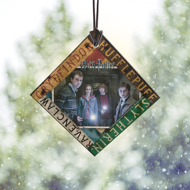 Harry Potter et les reliques de la mort Poudlard maison, impression de verre suspendu en forme de diamant