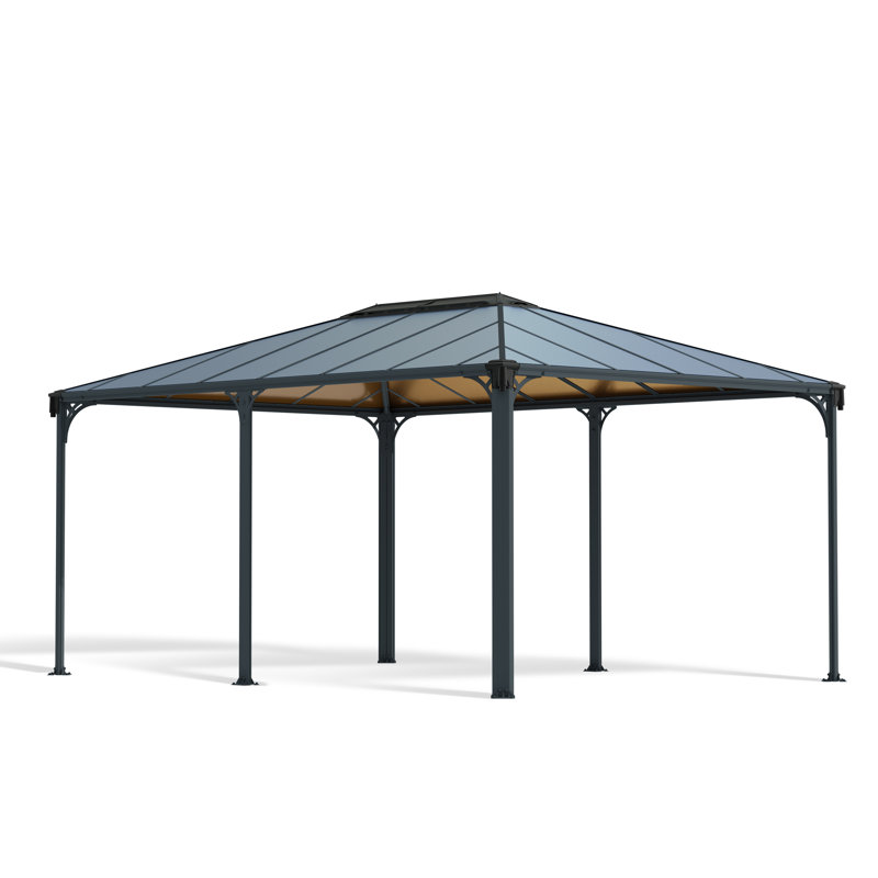 Palram - Canopia Martinique 12' x 16' Aluminum Hardtop Gazebo with Polycarbonate Roof Panels Durable Outdoor Patio Shelter Gray/Bronze